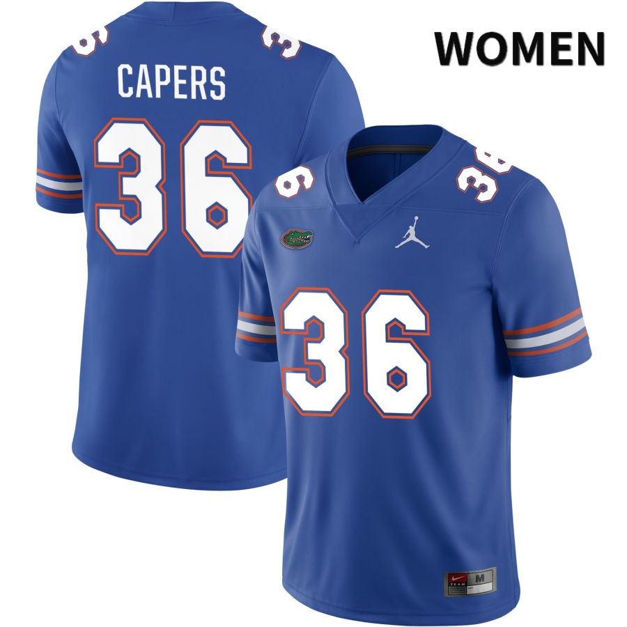 NCAA Florida Gators Bryce Capers Women's #36 Jordan Brand Royal 2022 NIL Stitched Authentic College Football Jersey XDO4464ZQ